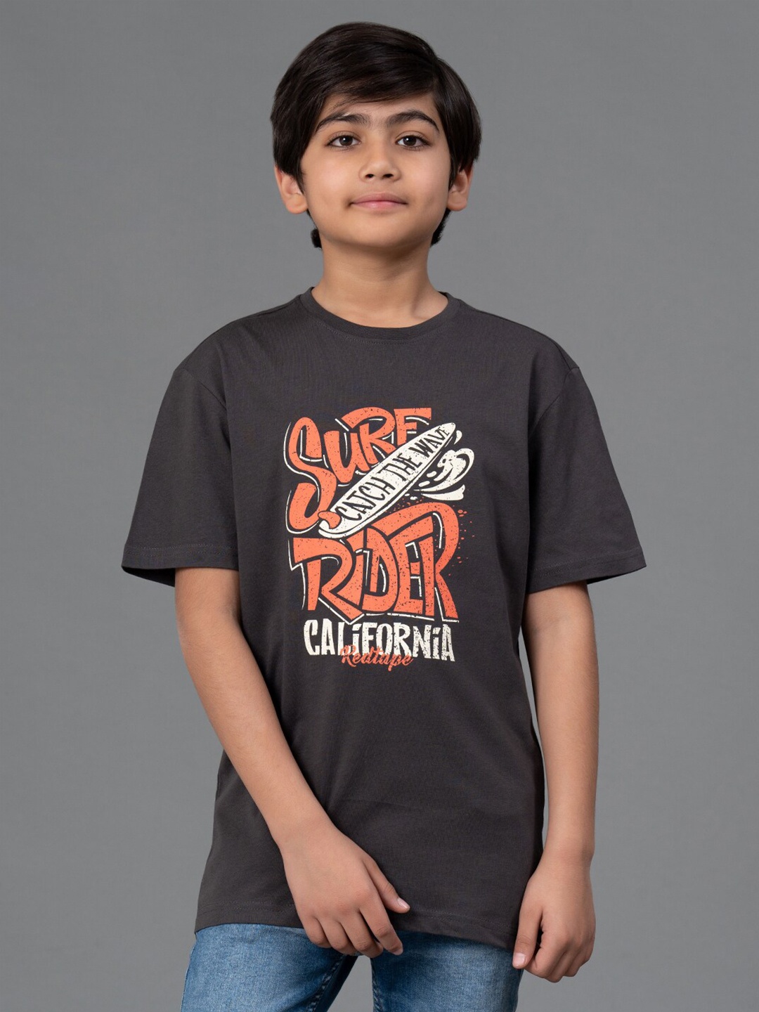 

Red Tape Boys Typography Printed Cotton T-shirt, Grey