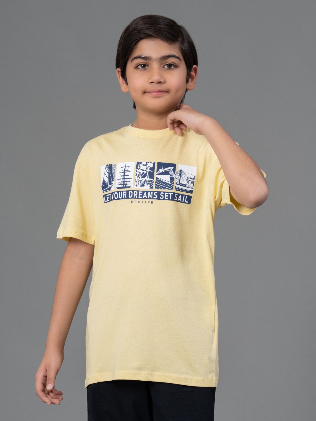 

Red Tape Kids Graphic Printed Pure Cotton T-shirt, Yellow