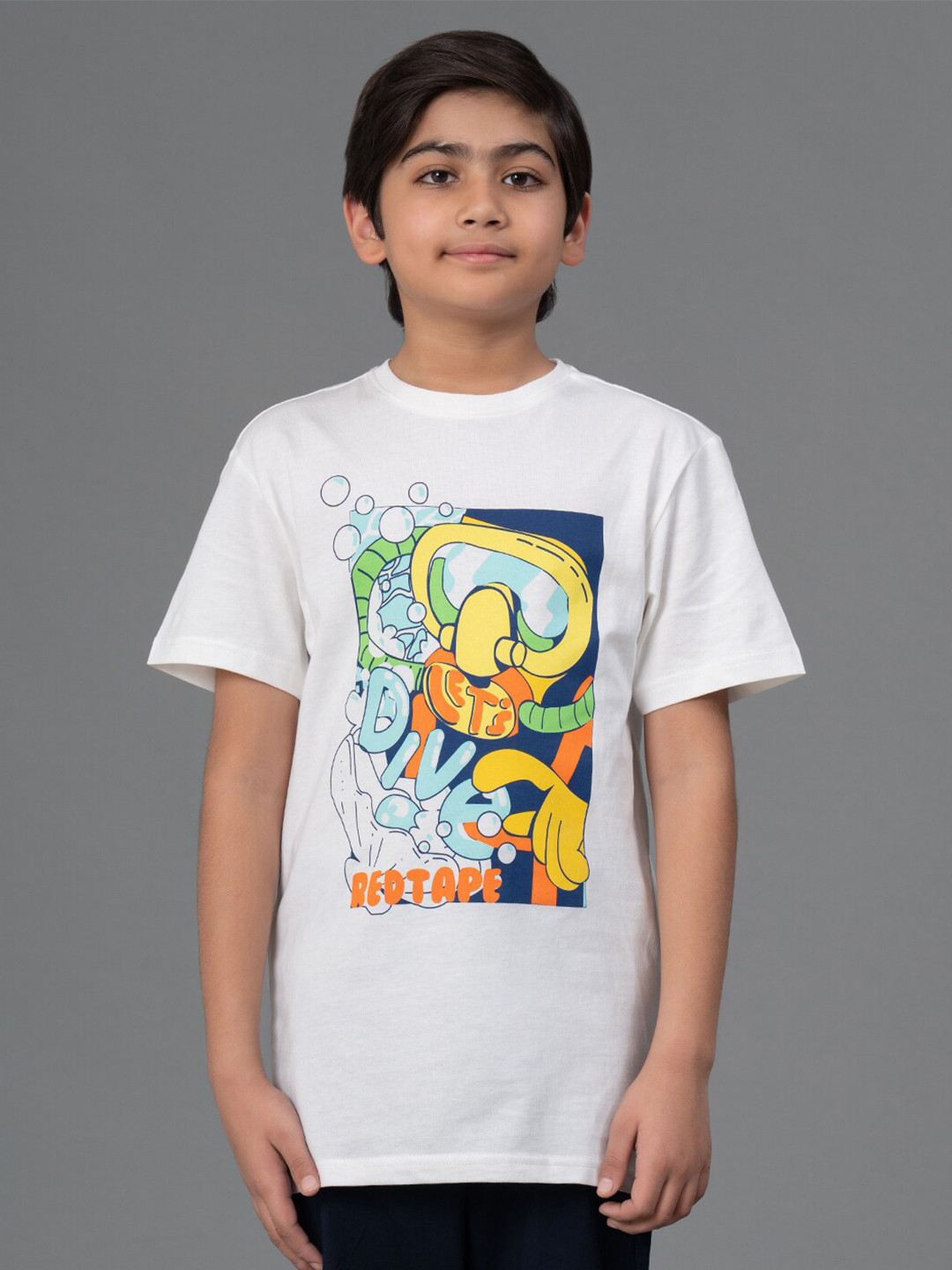 

Red Tape Kids Graphic Printed Pure Cotton T-shirt, White