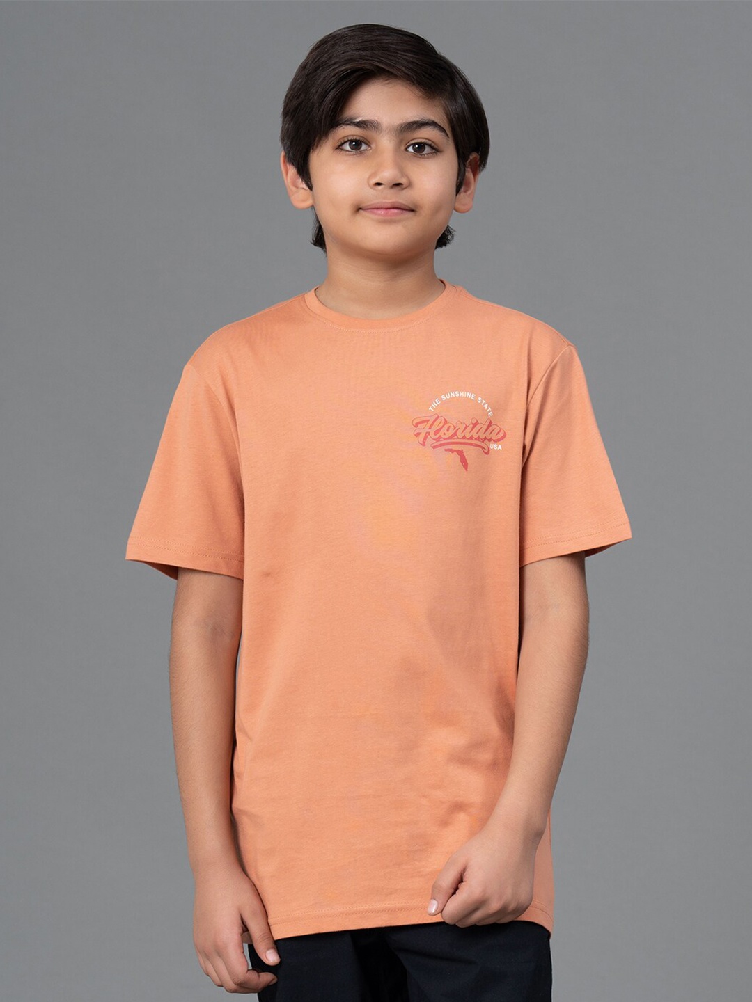 

Red Tape Kids Short Sleeves Typography Printed Cotton T-shirt, Orange