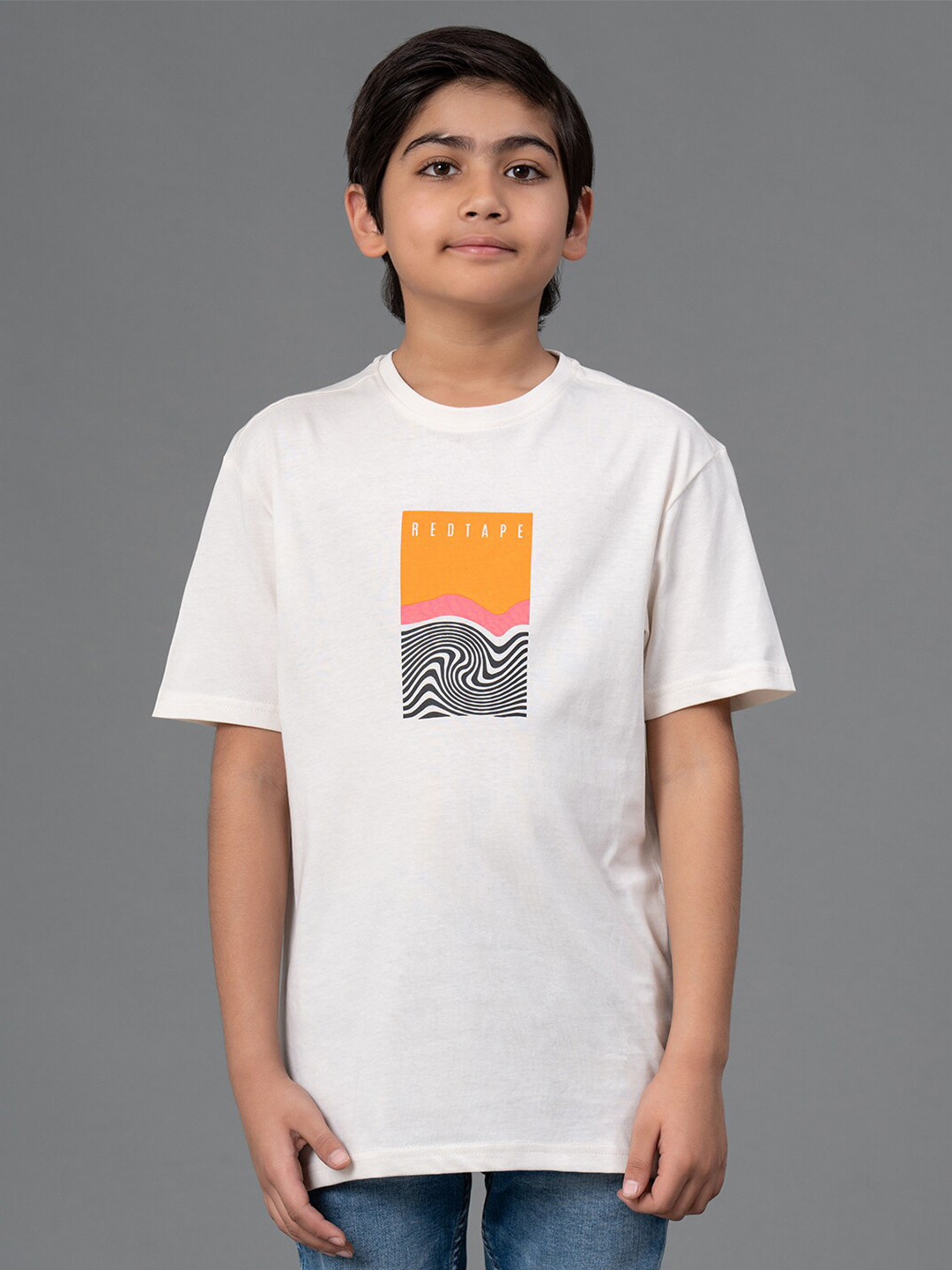 

Red Tape Kids Graphic Printed T-shirt, Off white