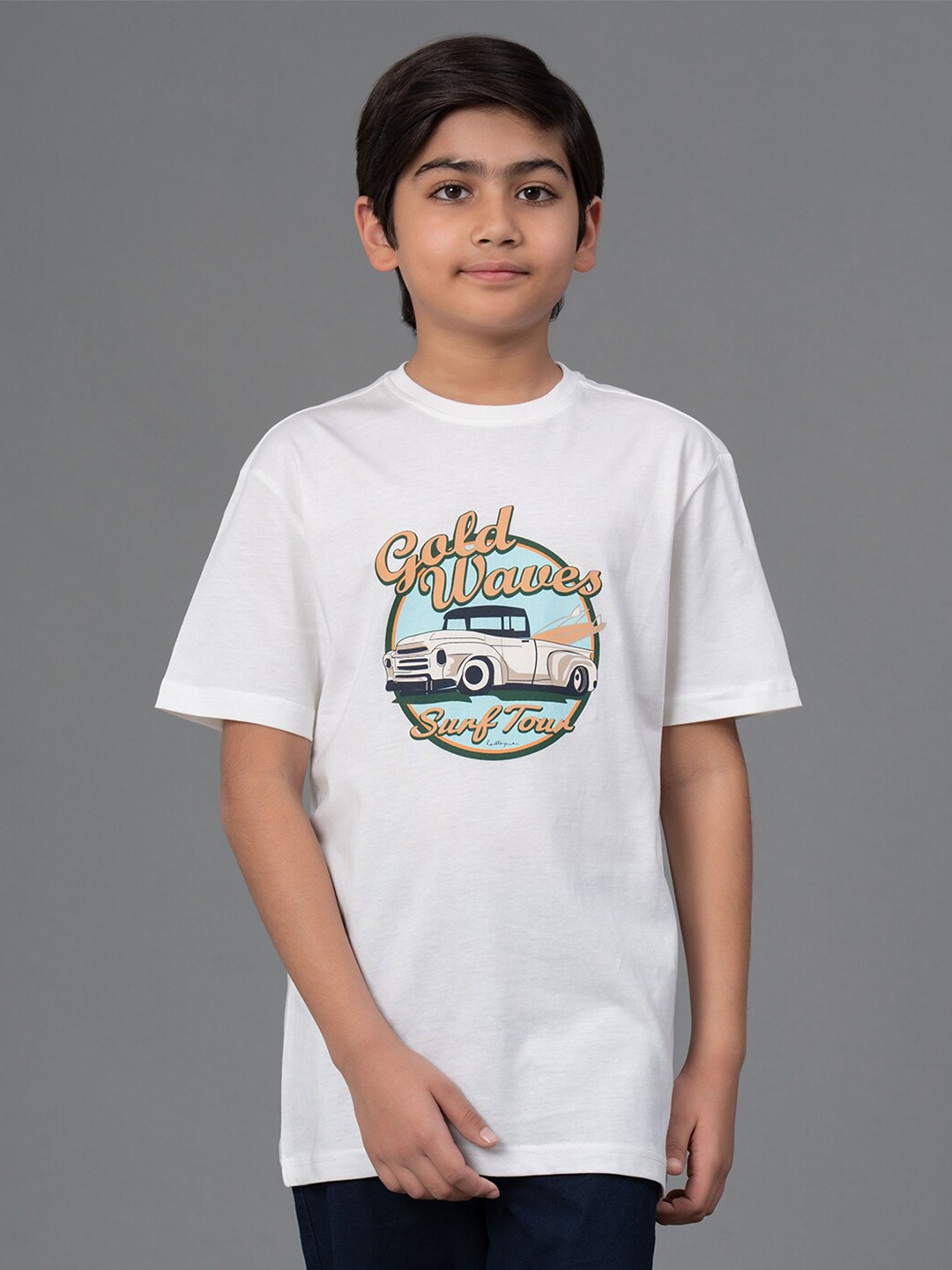 Red Tape Kids Graphic Printed Cotton T-shirt, White