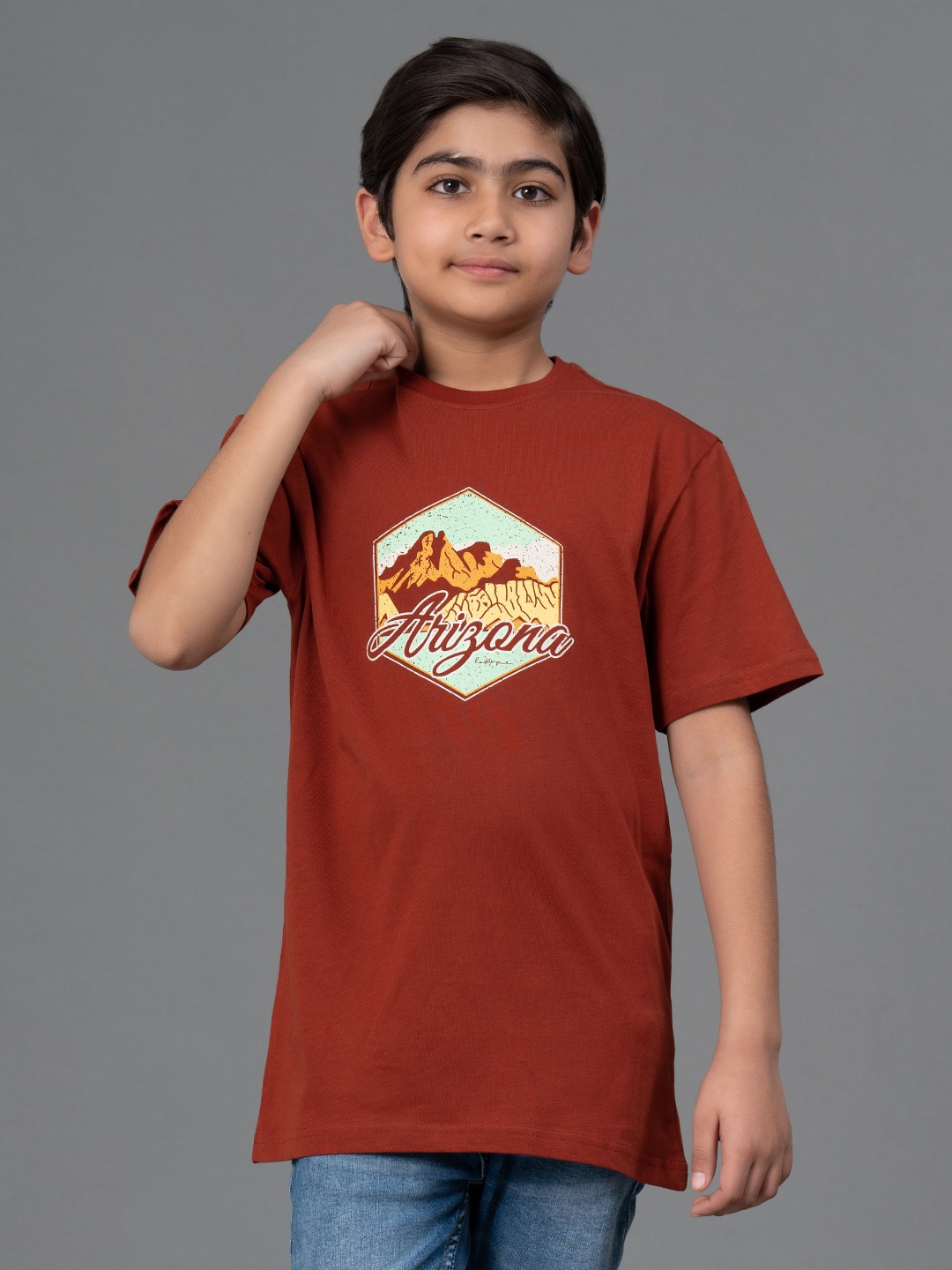

Red Tape Kids Graphic Printed Pure Cotton T-shirt, Maroon
