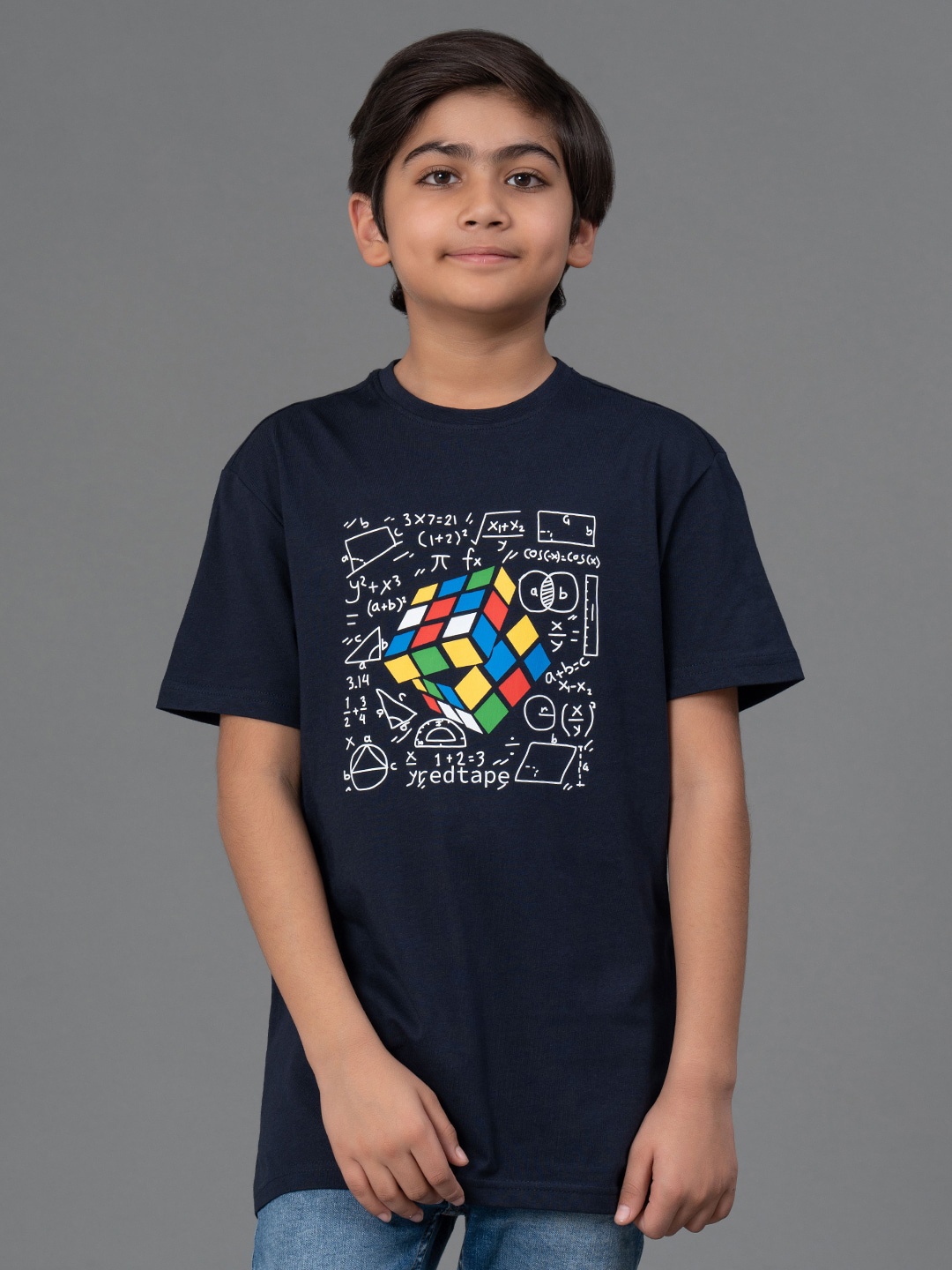

Red Tape Kids Graphic Printed Cotton T-shirt, Navy blue
