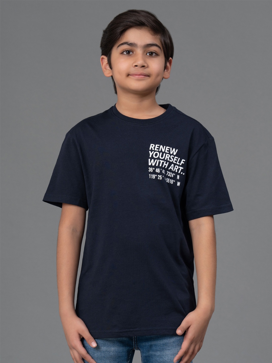 

Red Tape Kids Typography Printed Pure Cotton T-shirt, Navy blue