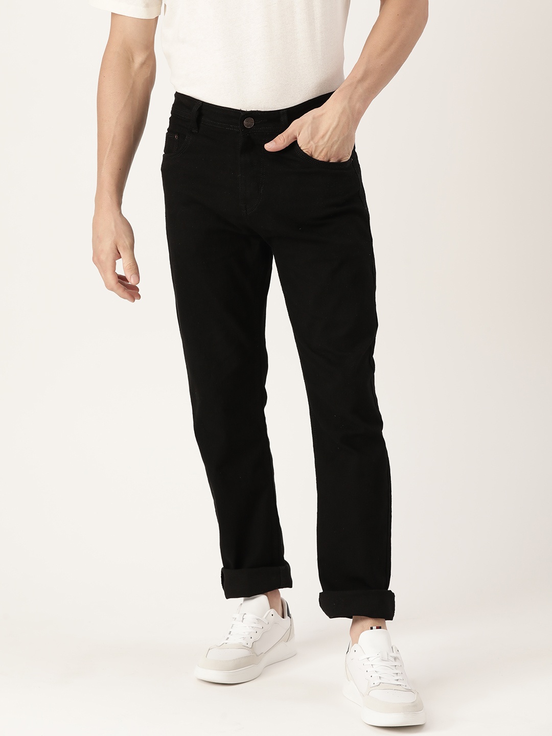 

PARIS HAMILTON Straight Fit Stretchable Jeans, Black