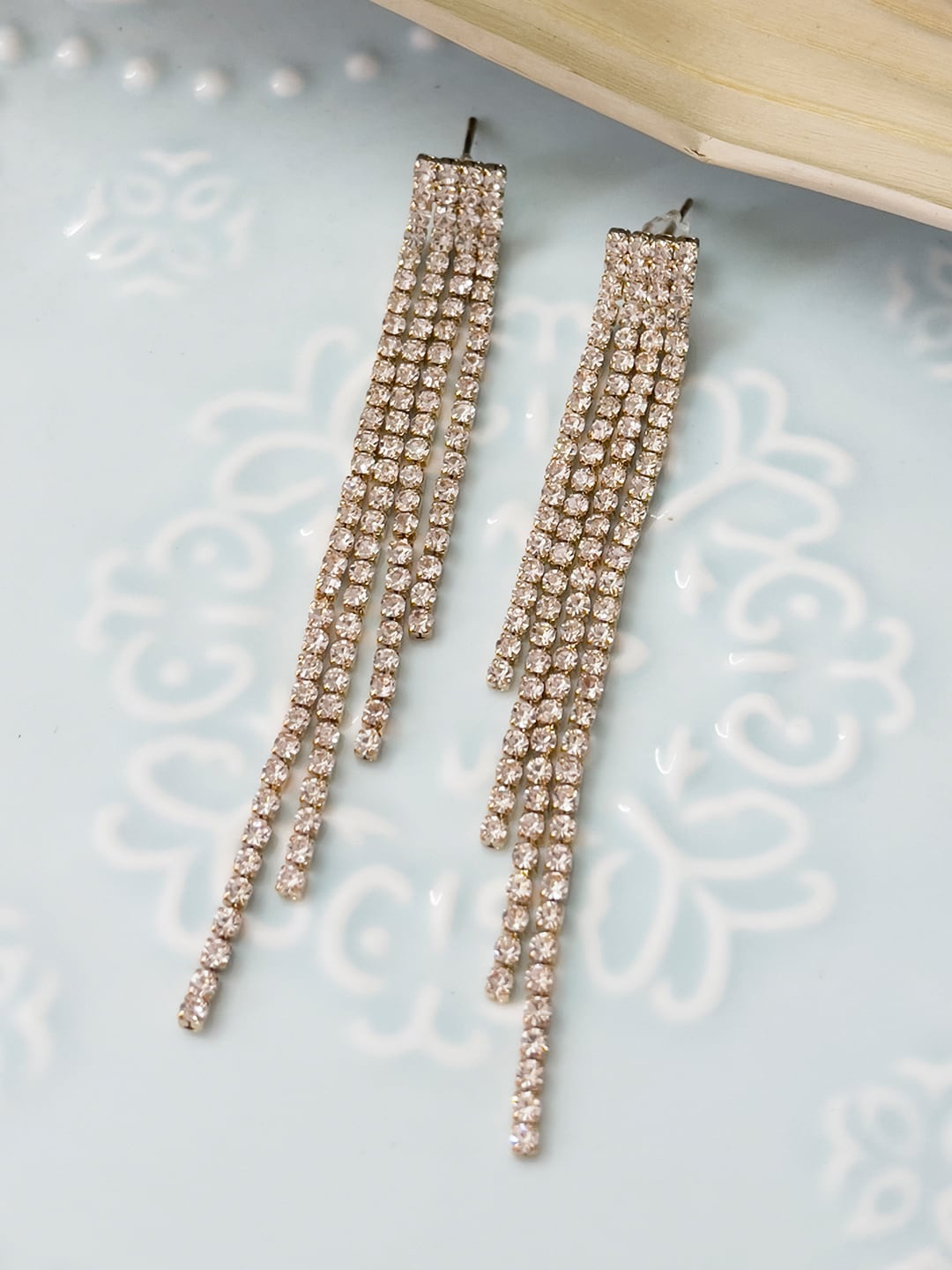 

Ayesha Crystal Studded Drop Earrings, Gold