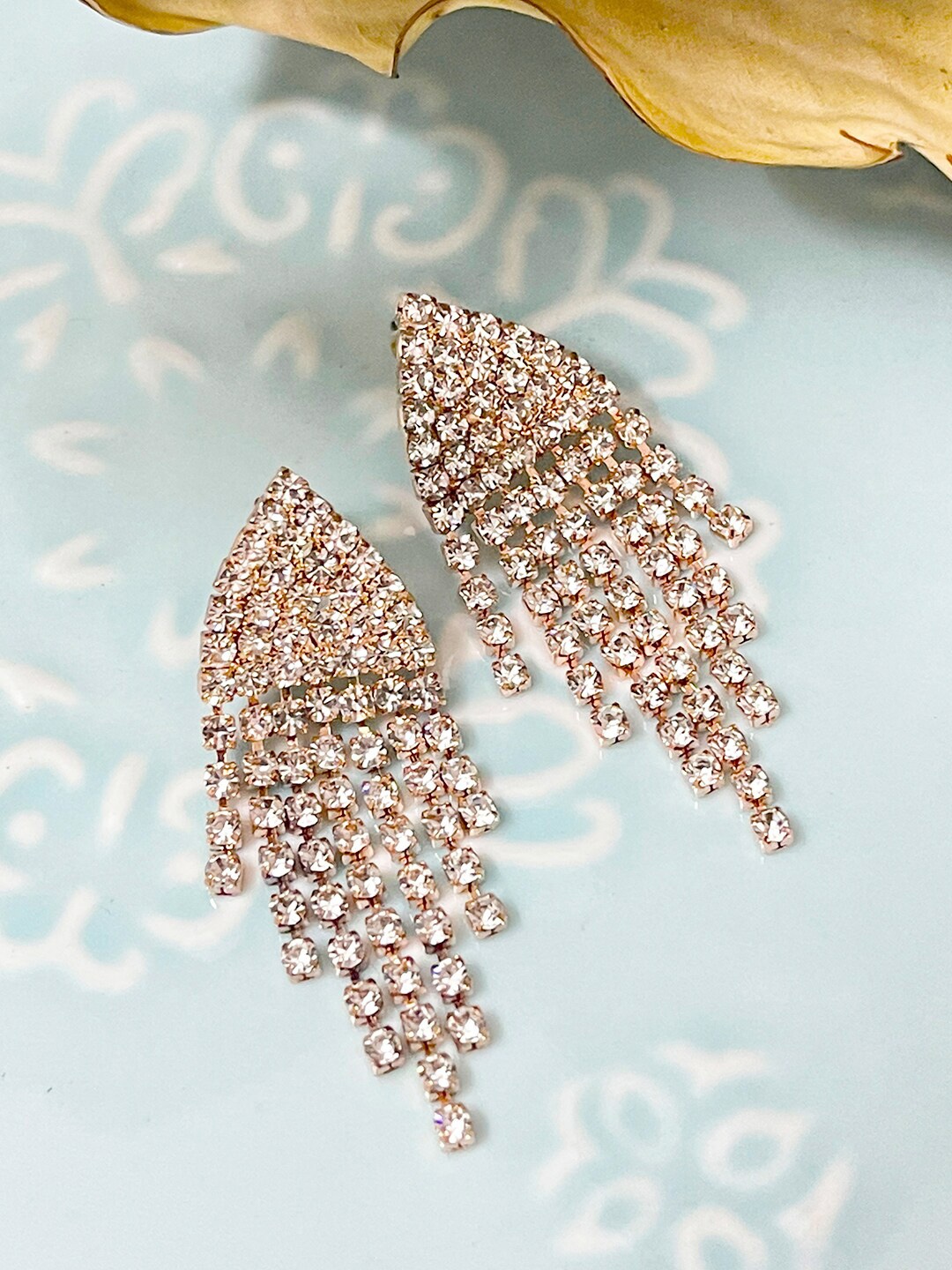 

Ayesha Crystal Studded Drop Earrings, Gold