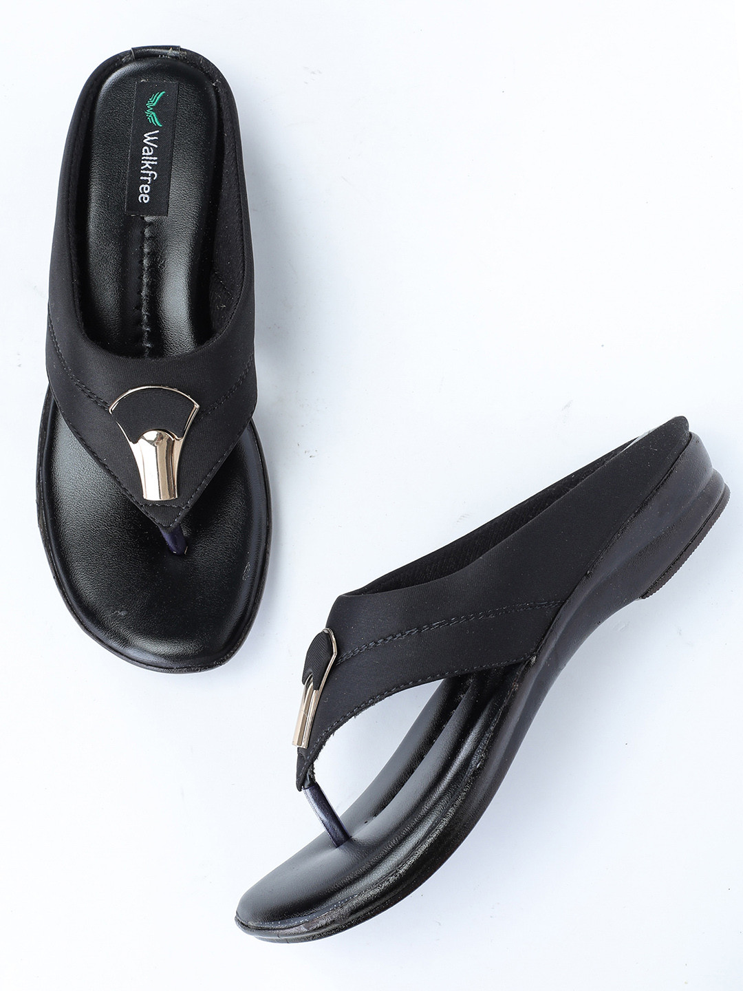 

Walkfree Embellished T-Strap Flats, Black