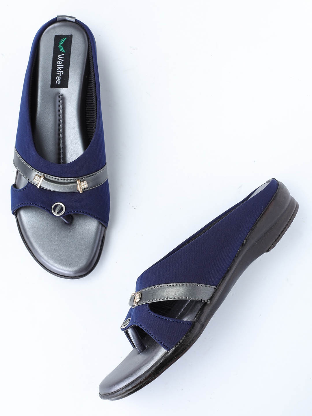 

Walkfree Embellished Open Toe Flats, Navy blue