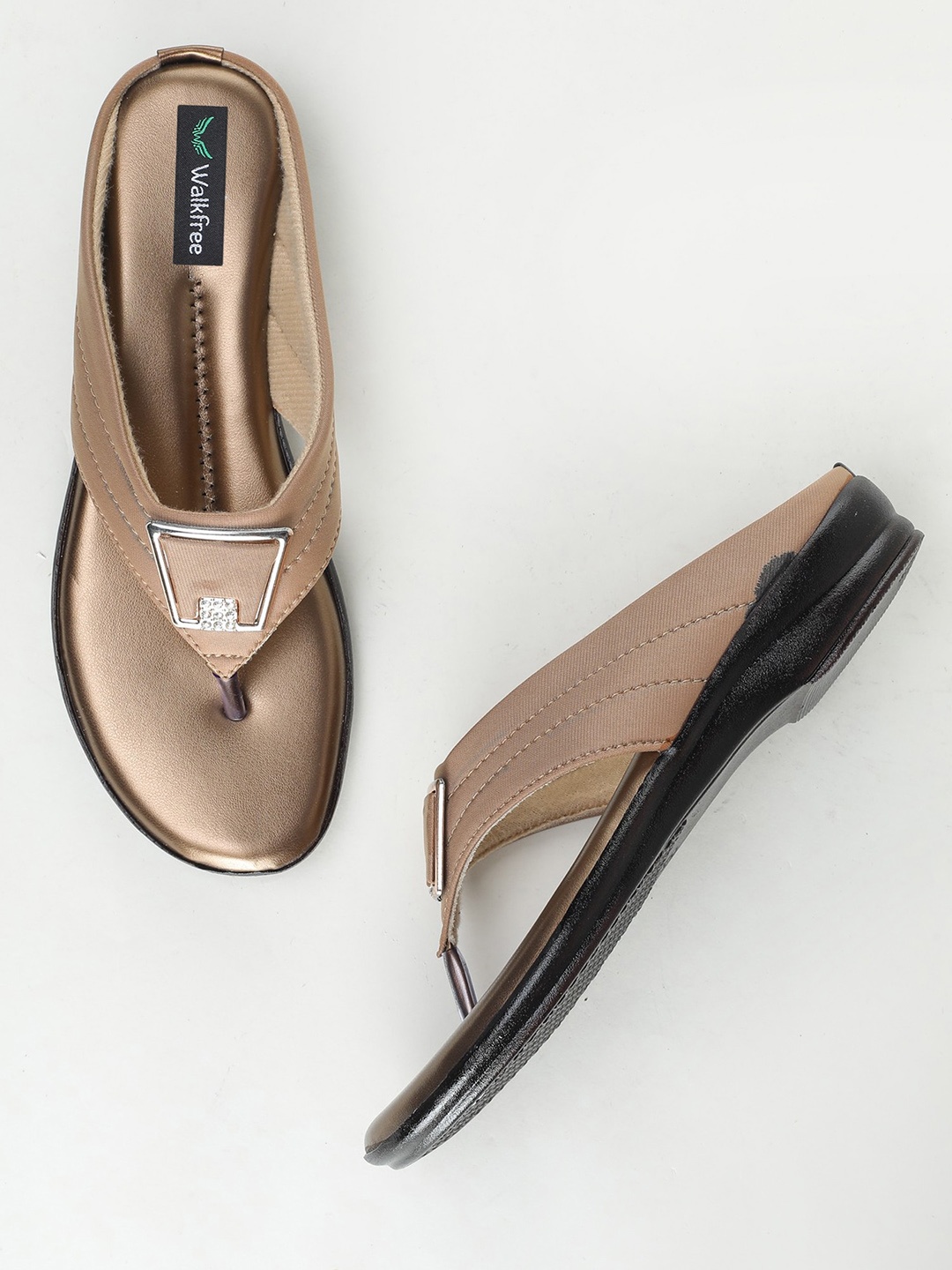 

Walkfree Embellished T-Strap Flats, Beige