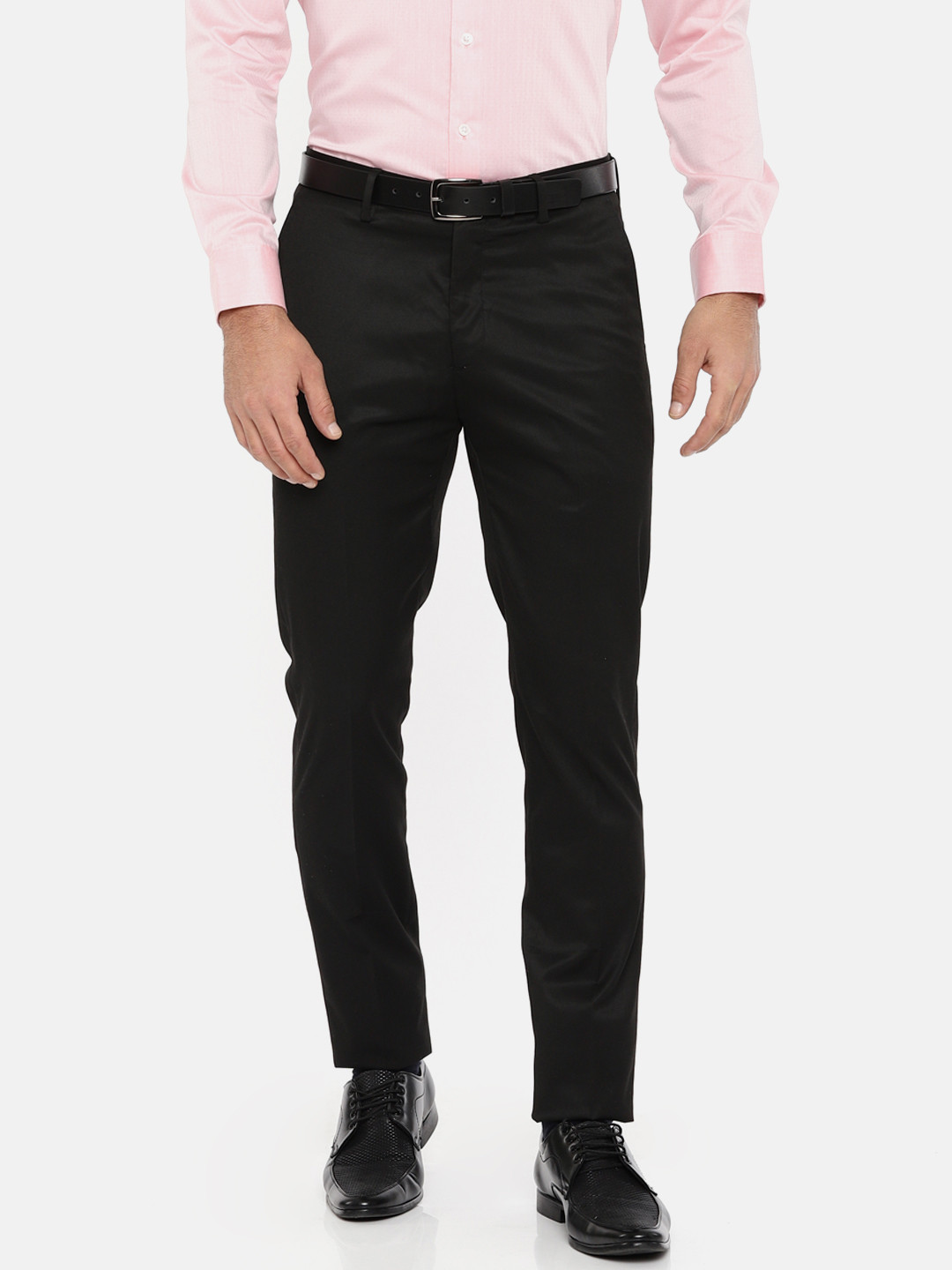 

U.S. Polo Assn. Tailored Men Black Super Slim Fit Solid Formal Trousers