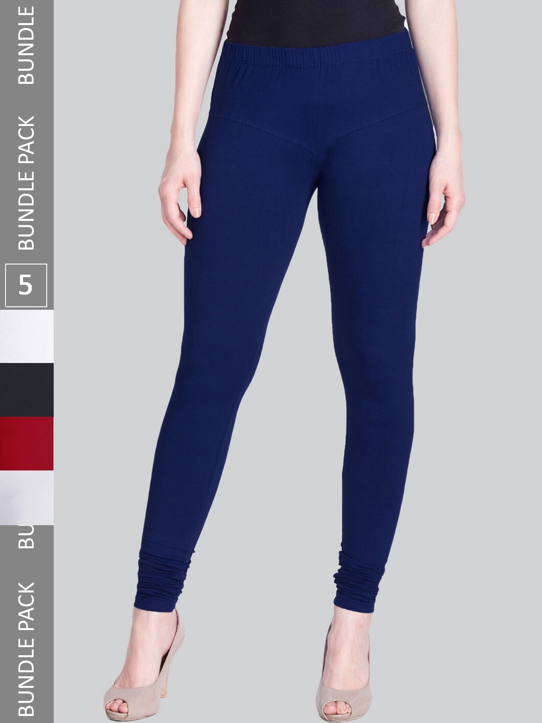 

LYRA Women Pack Of 5 Churidar-Length Cotton Lycra Leggings, Maroon