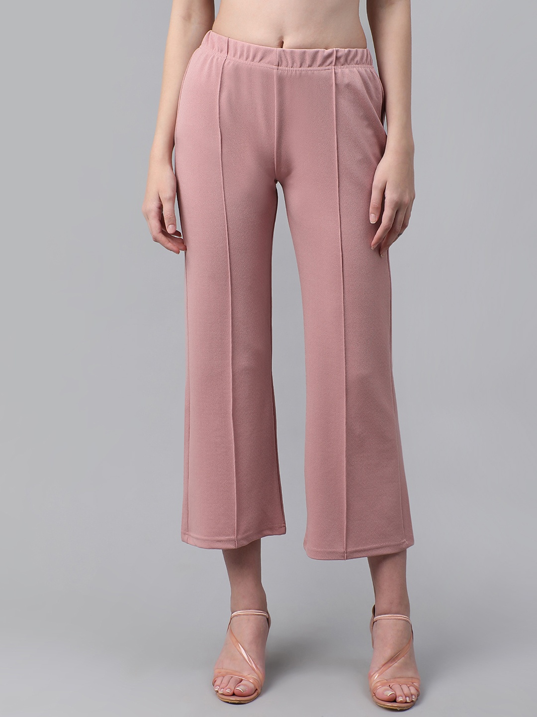 

Darzi Women Smart Mid-Rise Parallel Trousers, Pink