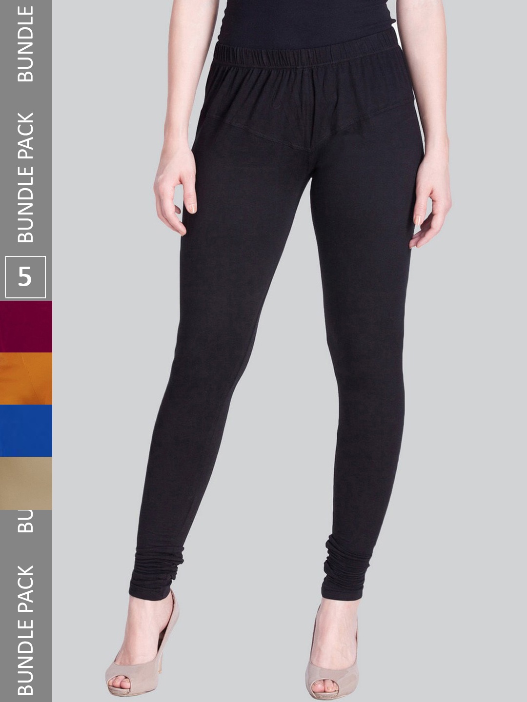 

LYRA Women Pack Of 5 Churidar-Length Cotton Lycra Leggings, Violet
