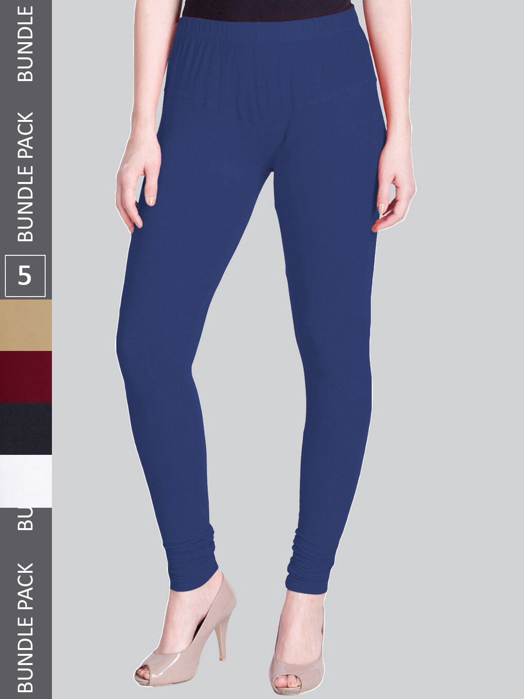 

LYRA Women Pack Of 5 Churidar-Length Cotton Lycra Leggings, Maroon