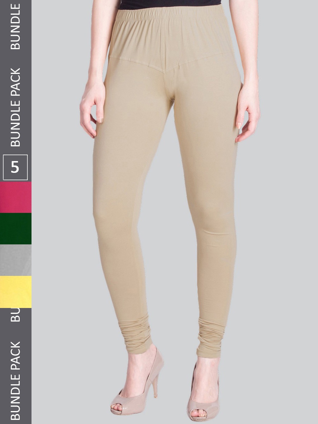 

LYRA Pack Of 5 Ultra Soft Cotton Stretchable Premium Churidar Length Leggings, Grey