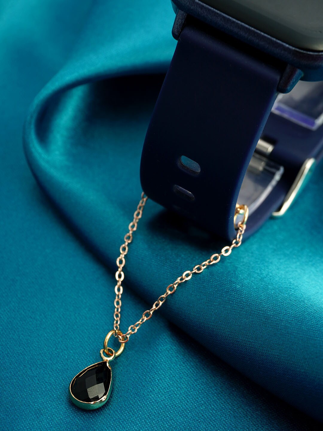 

Ferosh Rose Gold-Plated & Stone Studded Teardrop Chain Watch Charm