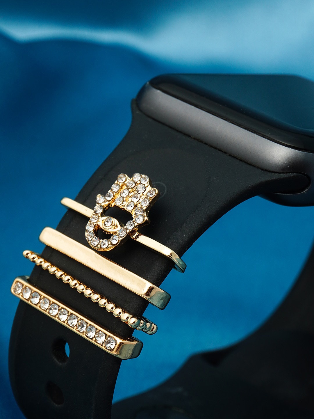

Ferosh Set of 4 Stone Studded & Embellished Watch charms, Gold