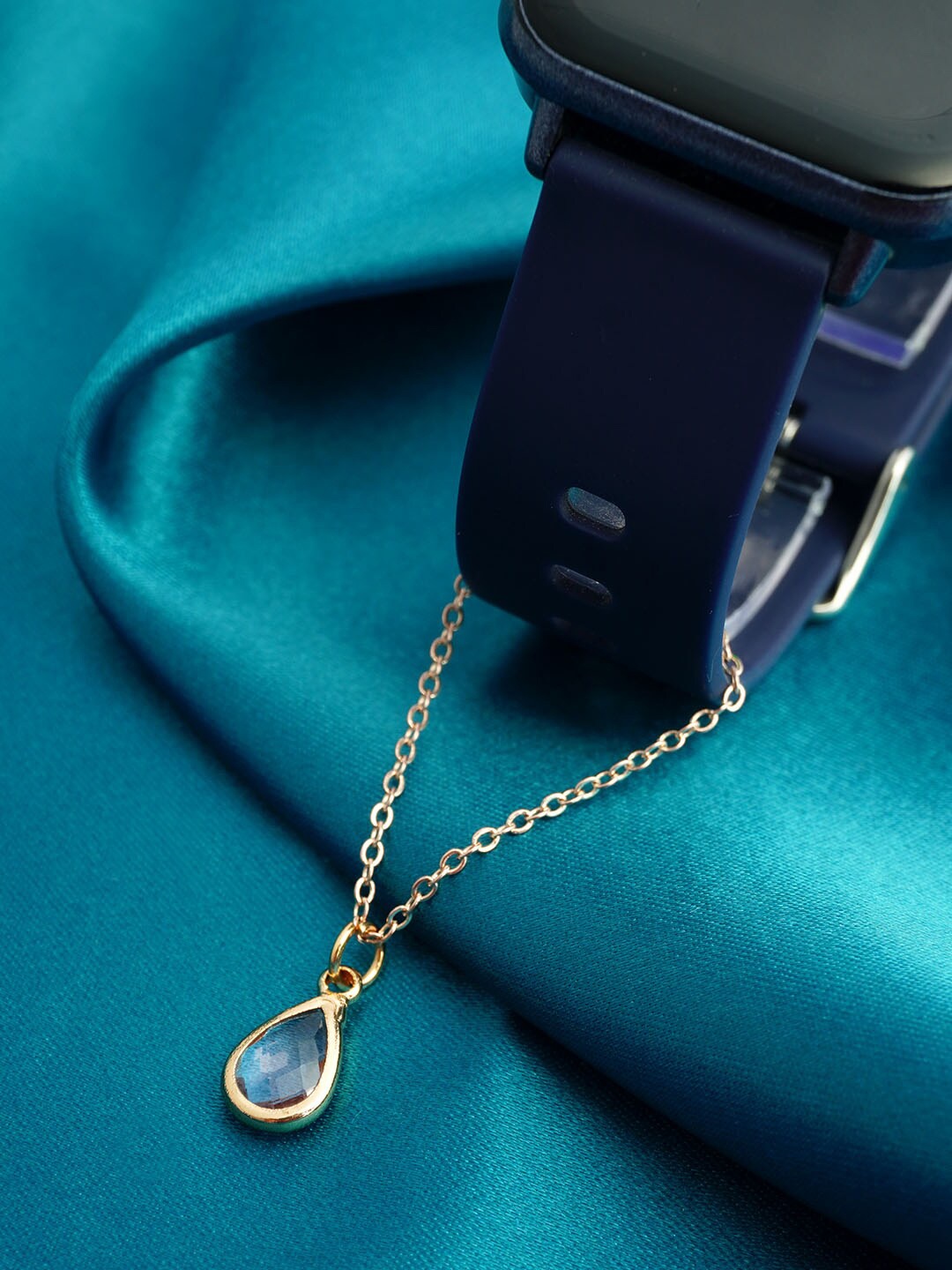

Ferosh Crystal-Studded Teardrop Chain Watch Charm, Gold