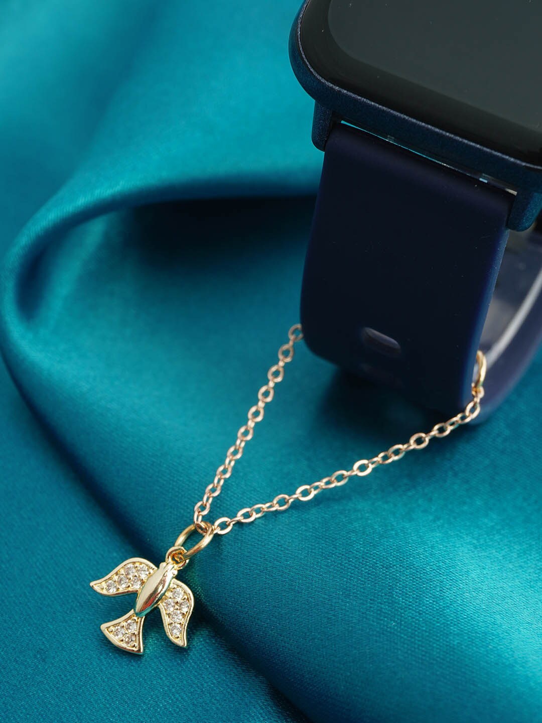 

Ferosh Stone-Studded Bird Watch Charm, Gold