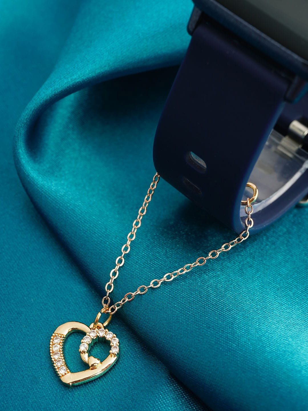 

Ferosh Crystal-Studded Heart Watch Charm, Gold