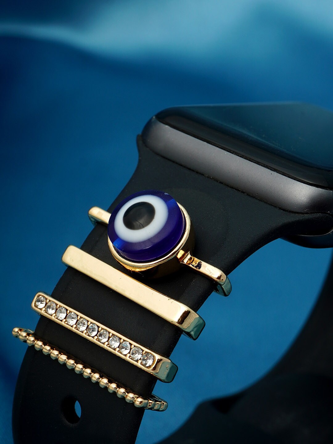

Ferosh Set Of 4 Crystal-Studded Beady Evil Eye Watch Charm, Gold