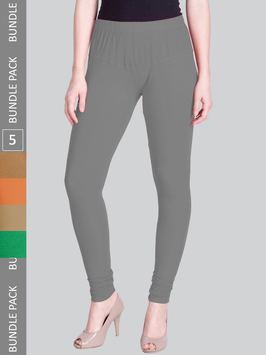 

LYRA Pack Of 5 Ultra Soft Cotton Stretchable Premium Churidar Length Leggings, Green