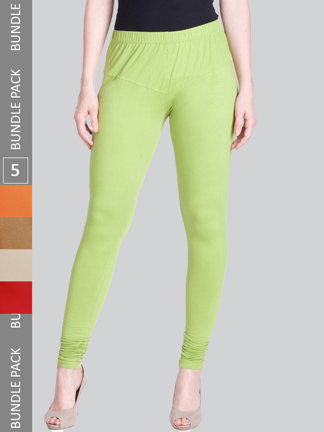 

LYRA Pack Of 5 Ultra Soft Cotton Stretchable Premium Churidar Length Leggings, Green