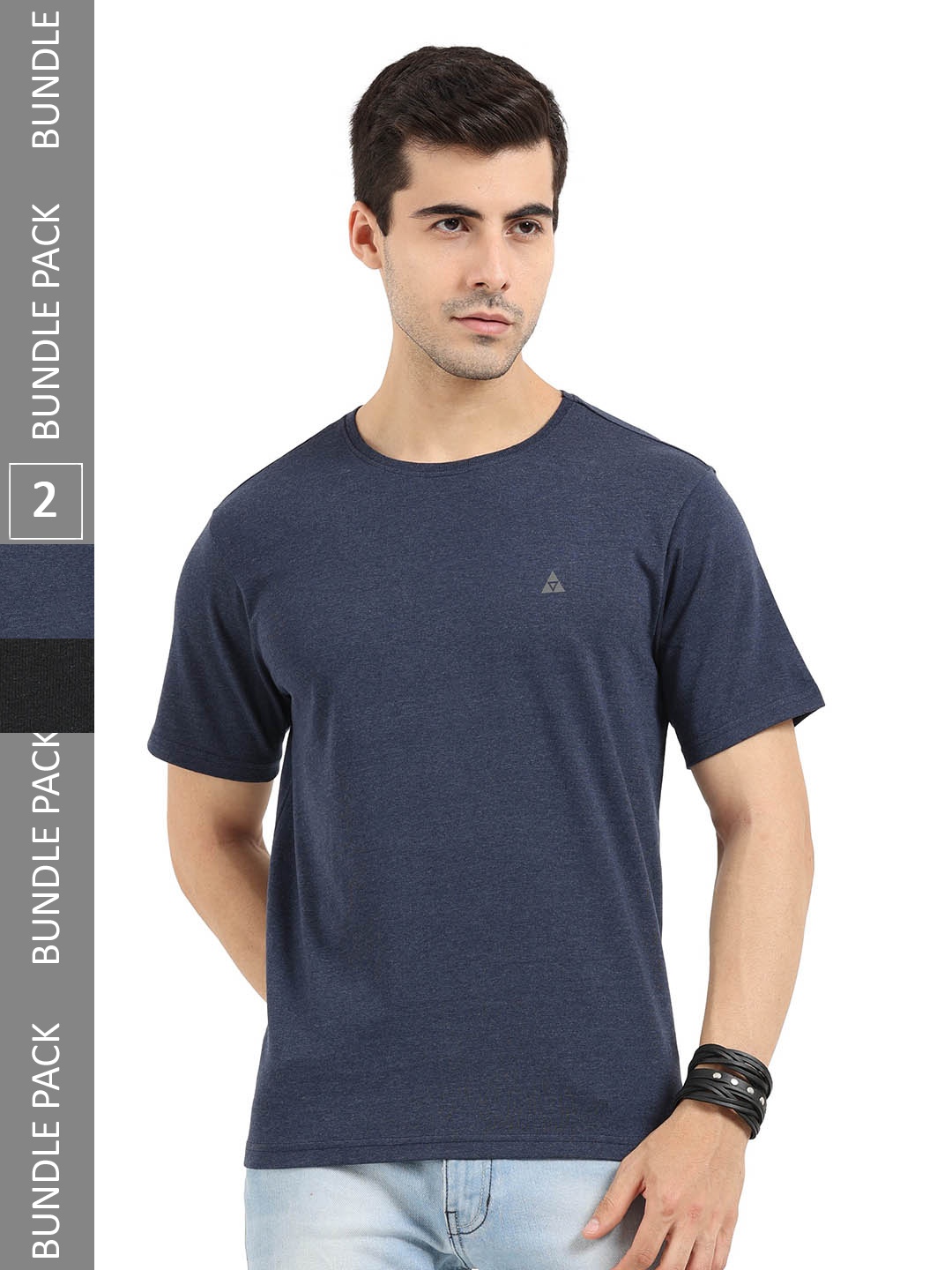 

ARDEUR Pack Of 2 Pure Cotton T-shirt, Navy blue