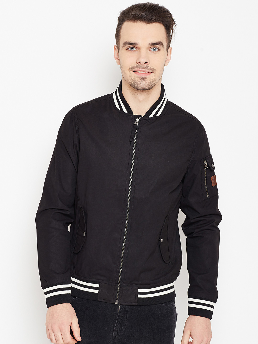 

U.S. Polo Assn. Men Black Solid Bomber Jacket