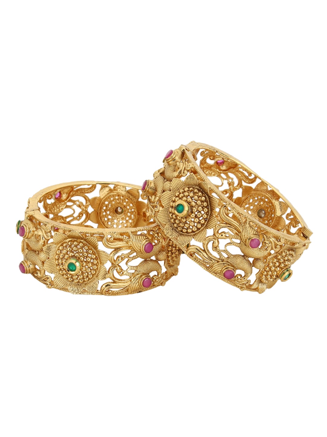 

Adwitiya Collection Set Of 2 24k Gold-Plated Stone -Studded Bangles