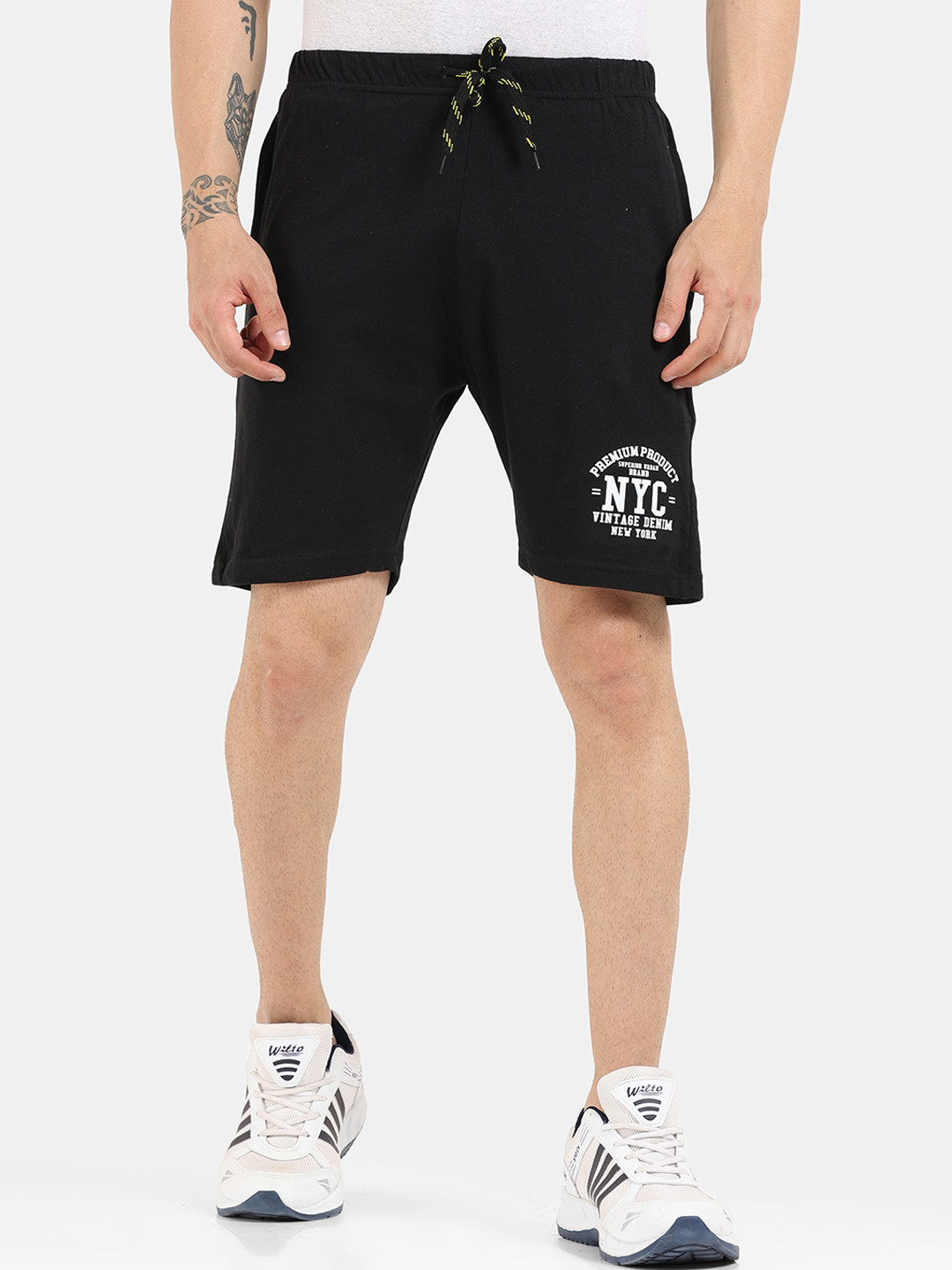 

ARDEUR Men Cotton Mid-Rise Regular Fit Shorts, Black