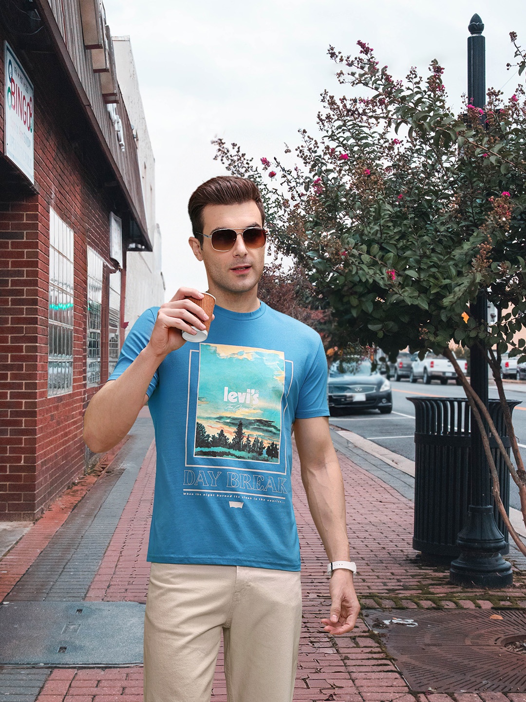 

Levis Men Graphic Printed Round Neck T-shirt, Blue