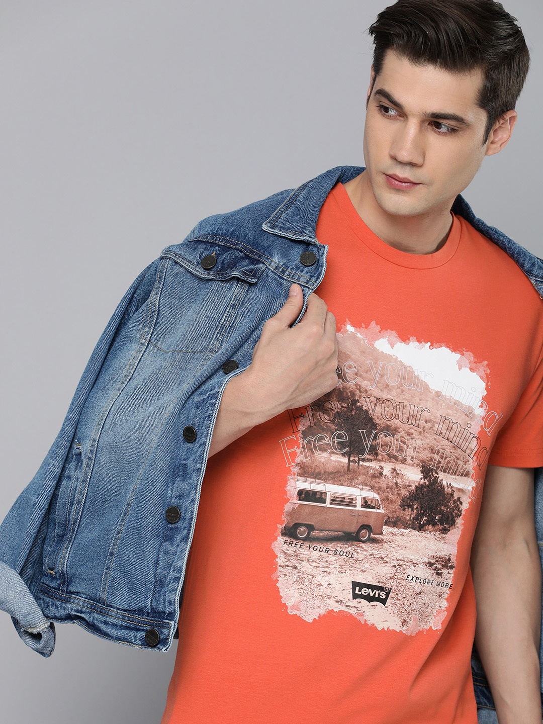 

Levis Men Graphic Printed Round Neck T-shirt, Orange
