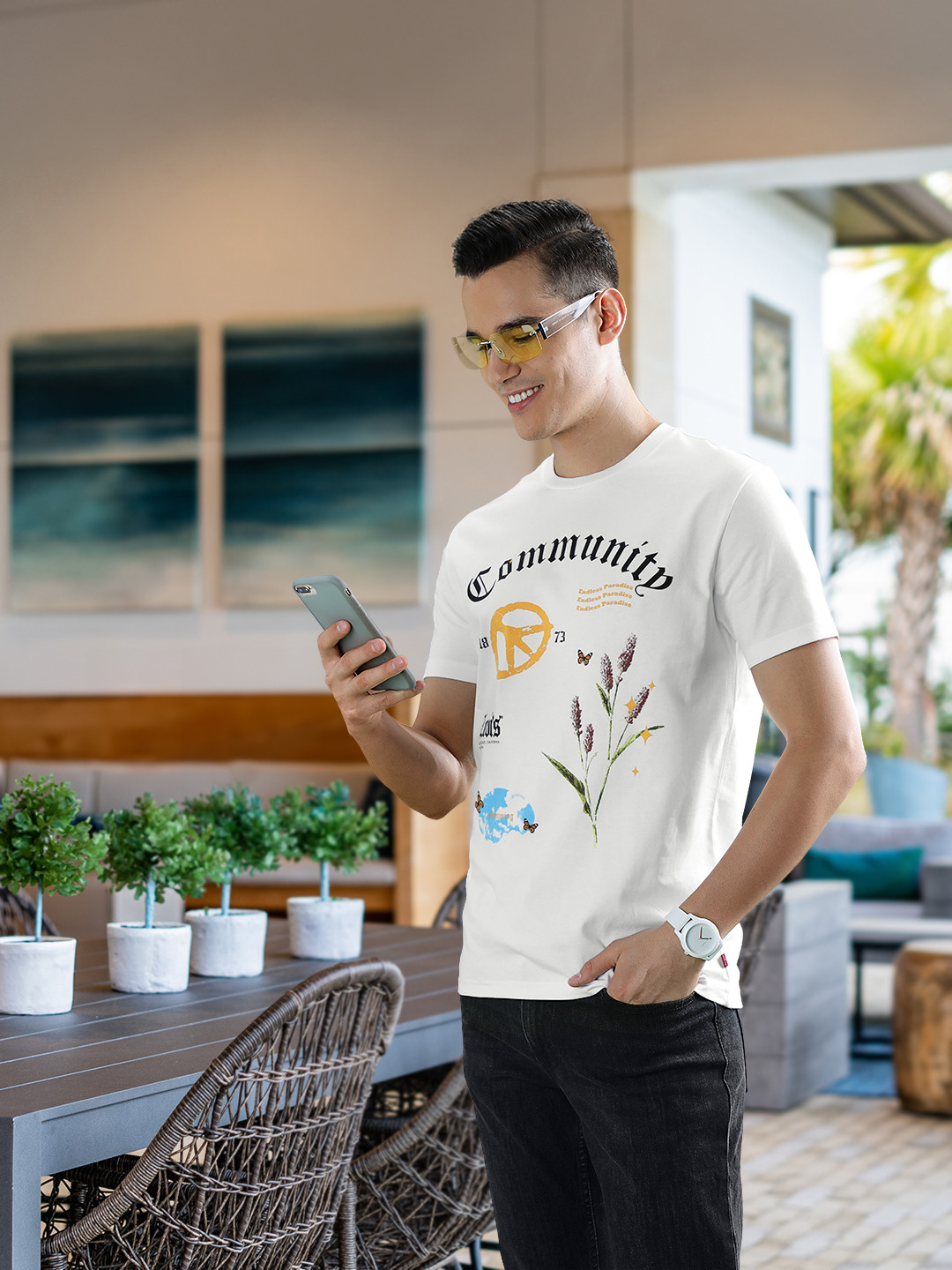 

Levis Typography Printed Pure Cotton T-shirt, White