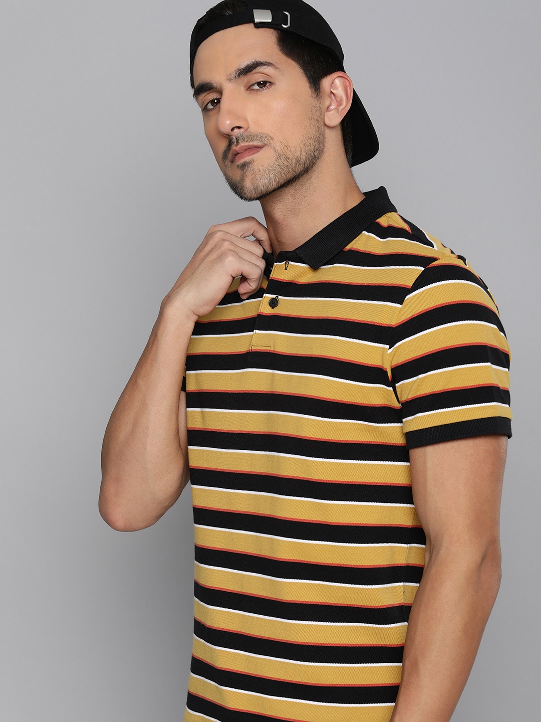 

Levis Striped Polo Collar Pure Cotton T-shirt, Yellow