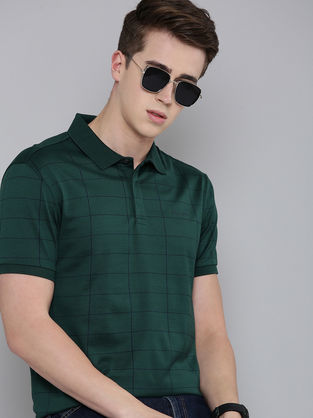 

Levis Checked Polo Collar Pure Cotton T-shirt, Green