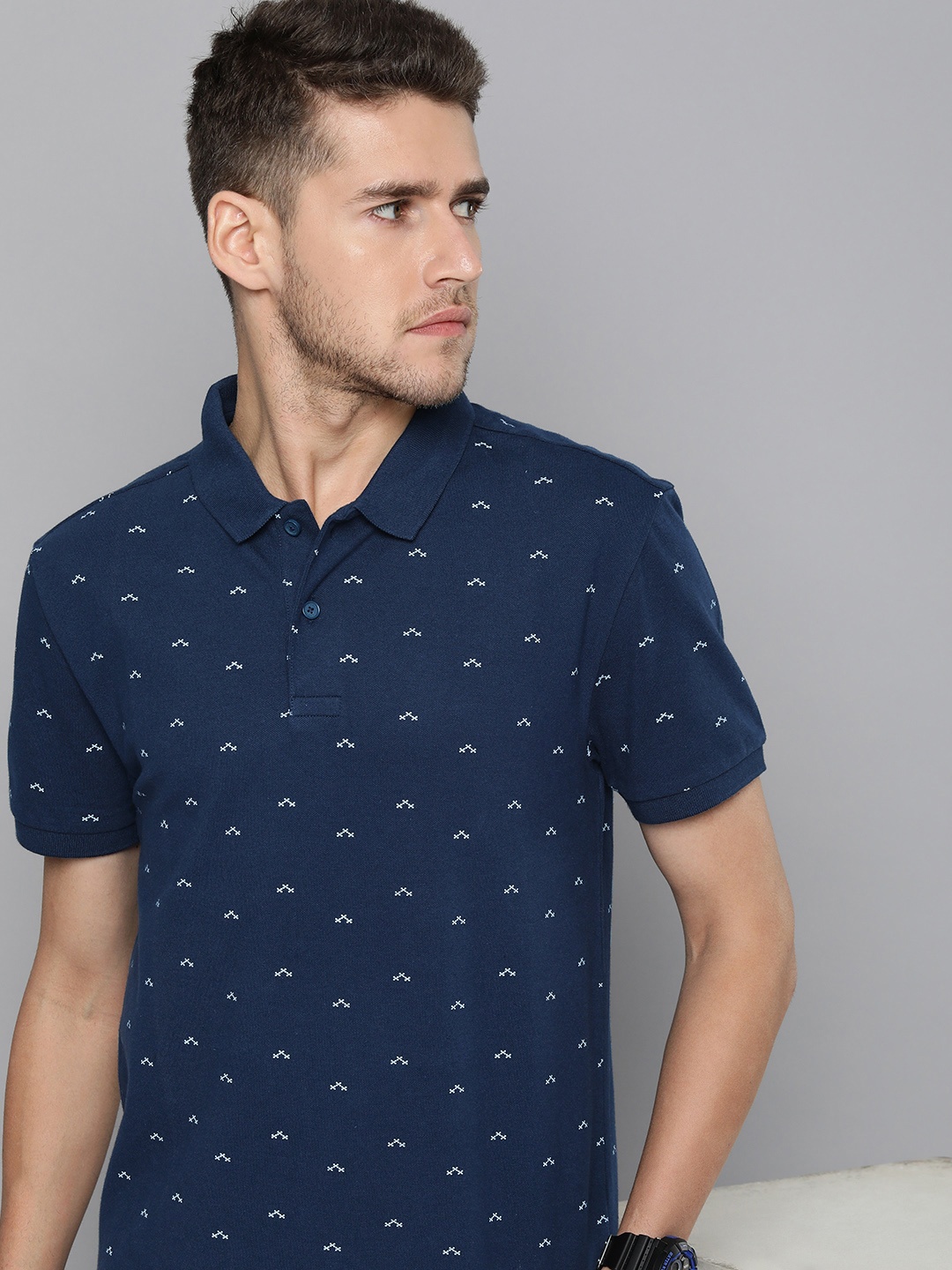 

Levis Geometric Printed Polo Collar T-shirt, Navy blue