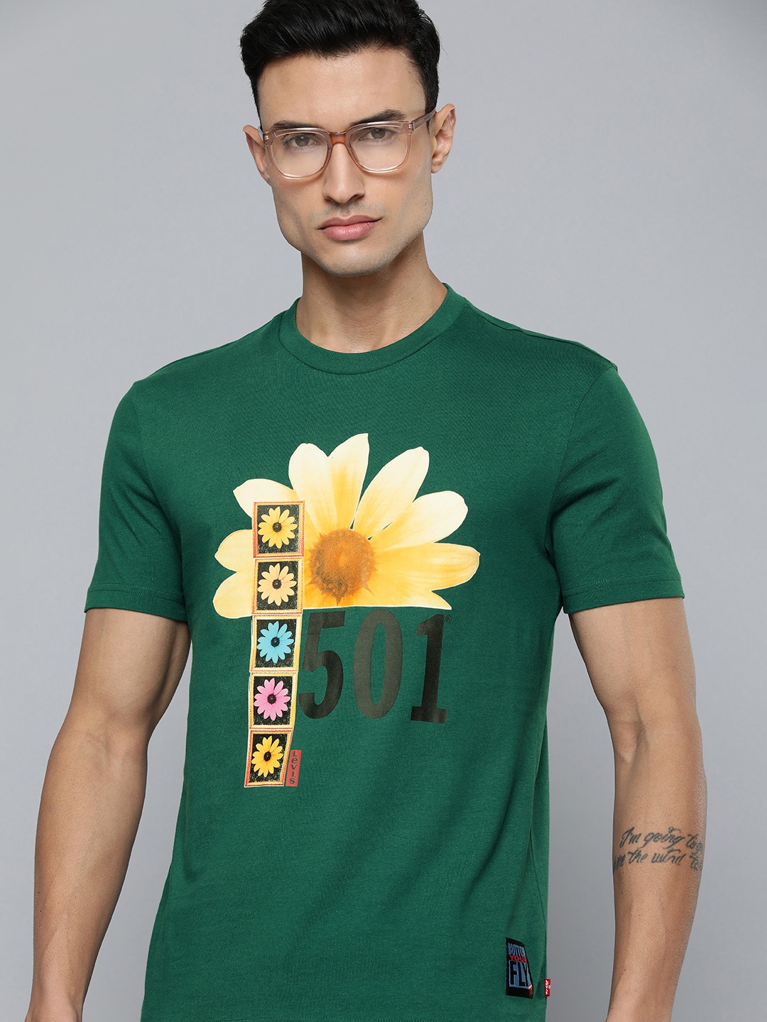 

Levis Men Green Printed Pure Cotton T-shirt