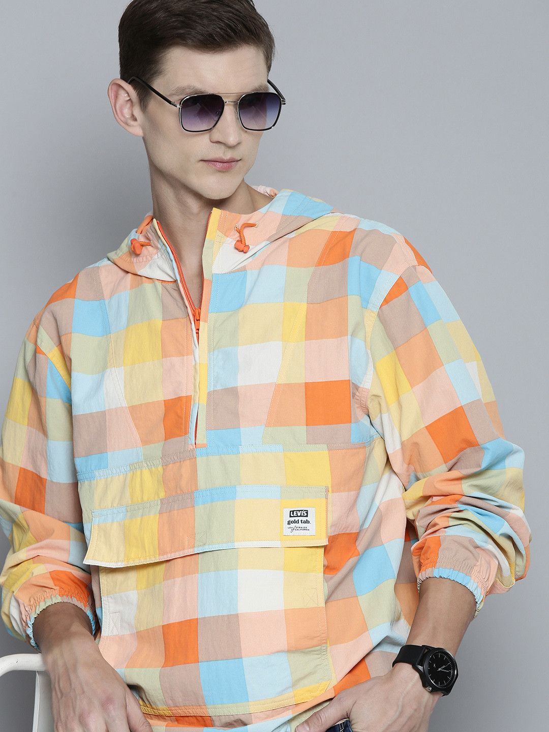 

Levis Checked Hooded Tailored Jacket, Orange