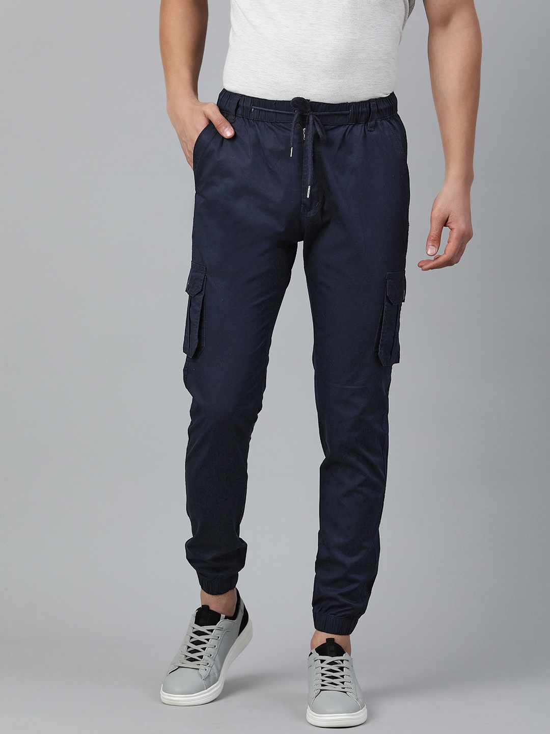 

ADBUCKS Solid Cargo Style Joggers, Navy blue