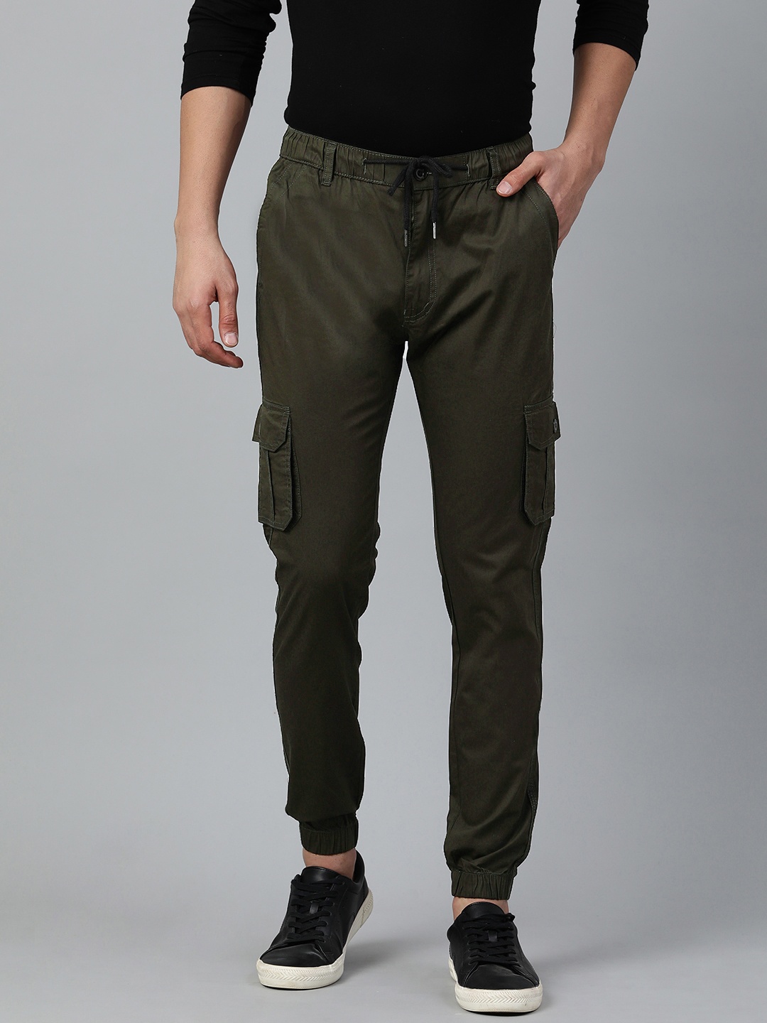 

ADBUCKS Solid Cargo Style Joggers, Green