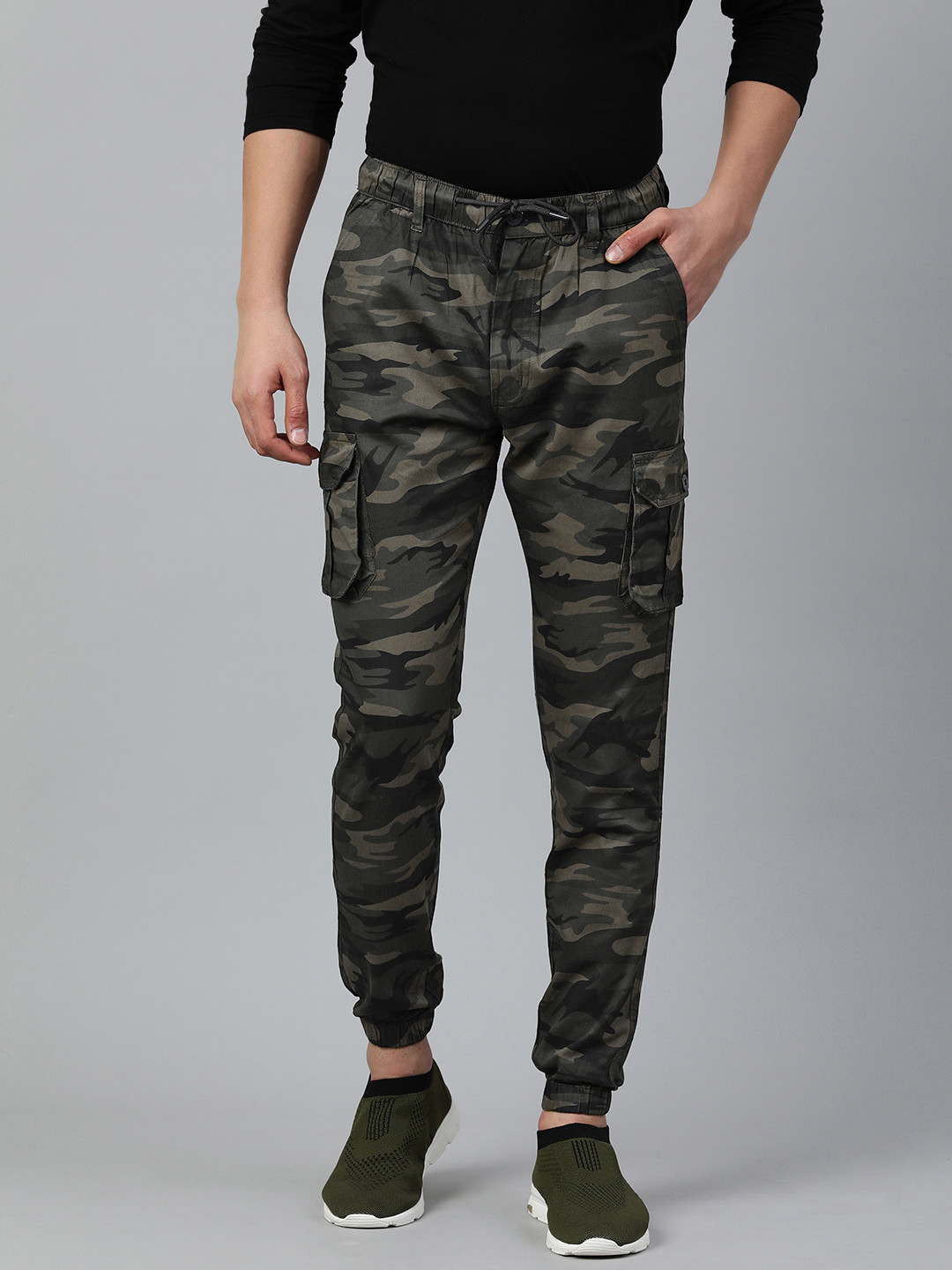 

ADBUCKS Camouflage Printed Cargo Style Joggers, Green