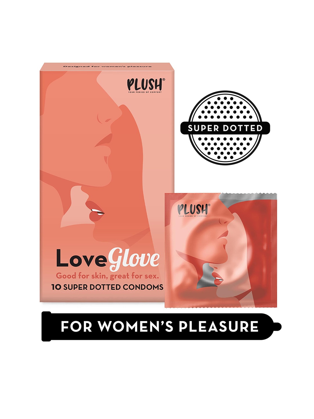 

Plush LoveGlove Set of 10 Super Dotted Condoms, Brown