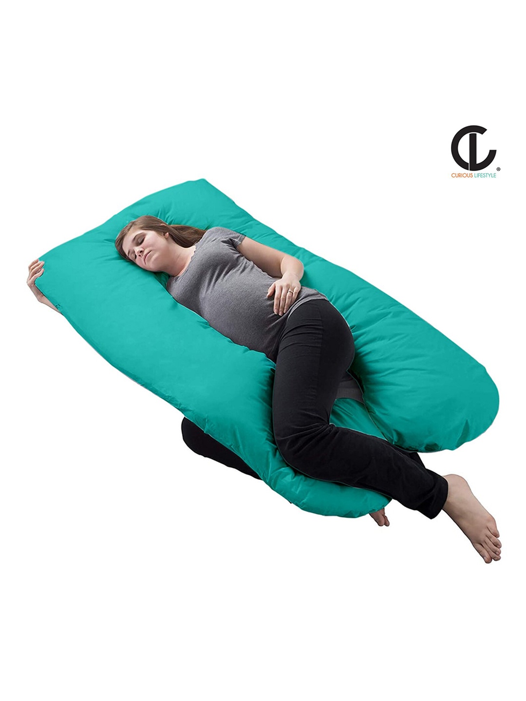 

CURIOUS LIFESTYLE Sea Green Cotton Maternity Pillow With Zip Cover