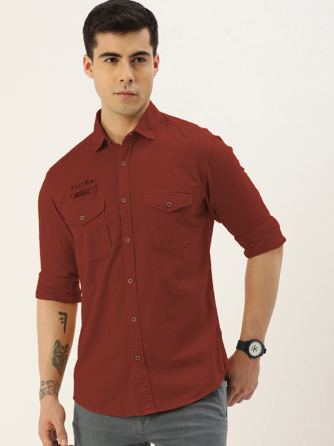 

IVOC Regular Fit Casual Shirt, Rust
