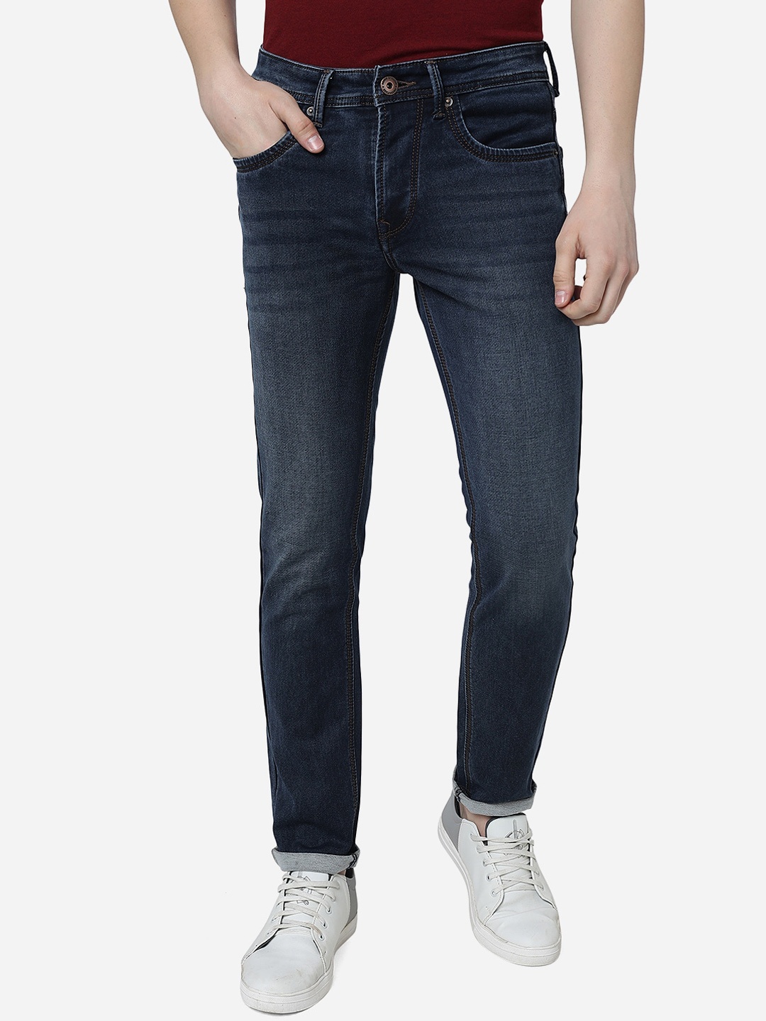 

Greenfibre Men Slim Fit Light Fade Stretchable Jeans, Blue