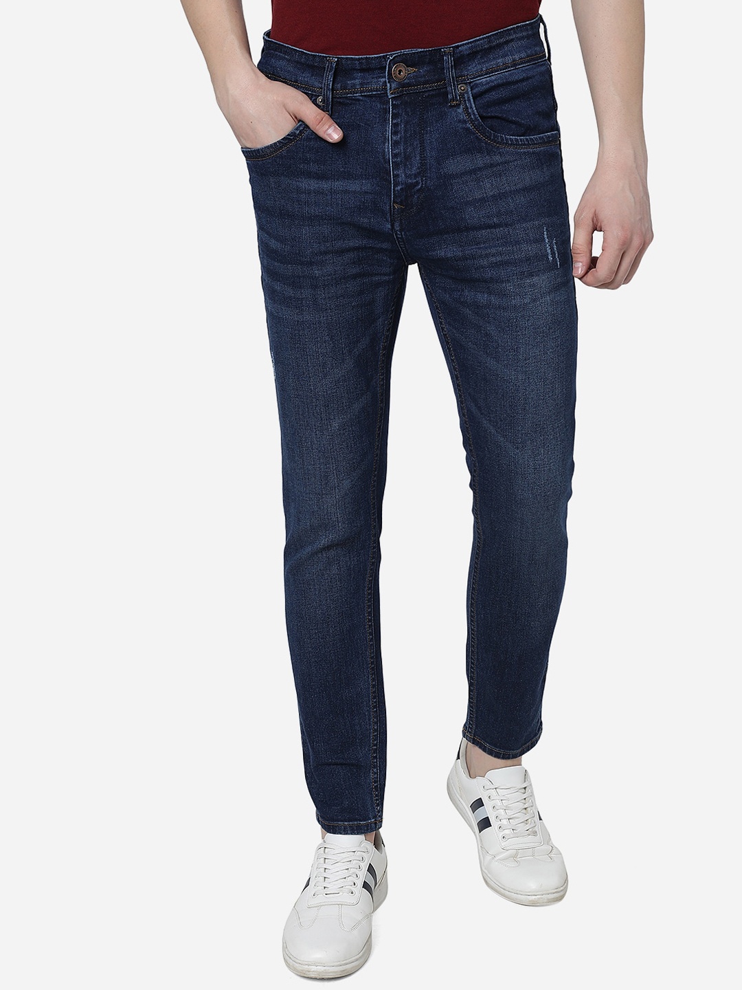 

Greenfibre Men Slim Fit Clean Look Light Fade Stretchable Jeans, Blue