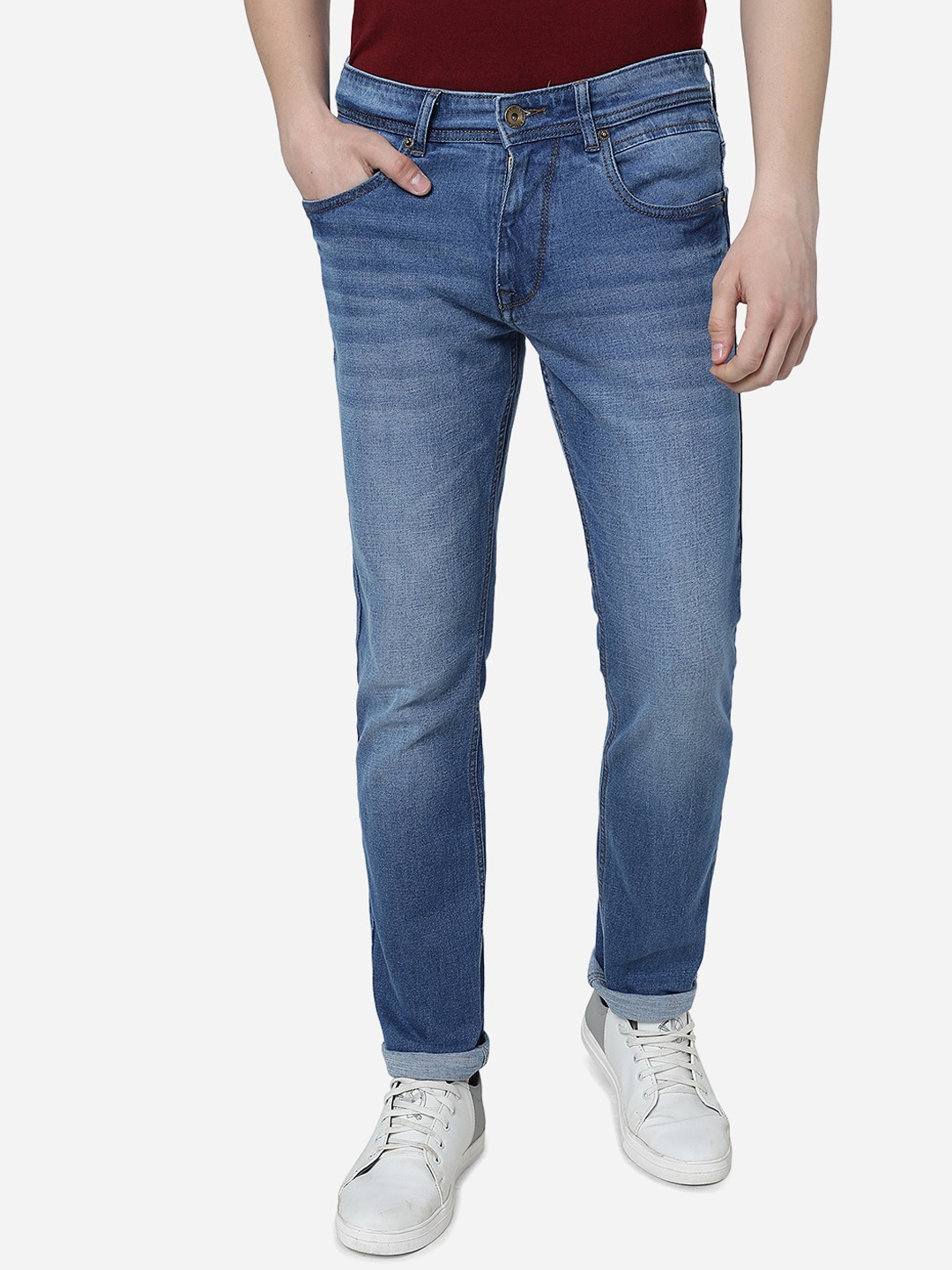 

Greenfibre Men Slim Fit Light Fade Stretchable Jeans, Blue